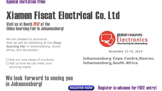 Fiscal osallistuu Global Source Electronics -tapahtumaan Johannesburgissa Etelä-Afrikassa 11.-19. marraskuuta 2014
